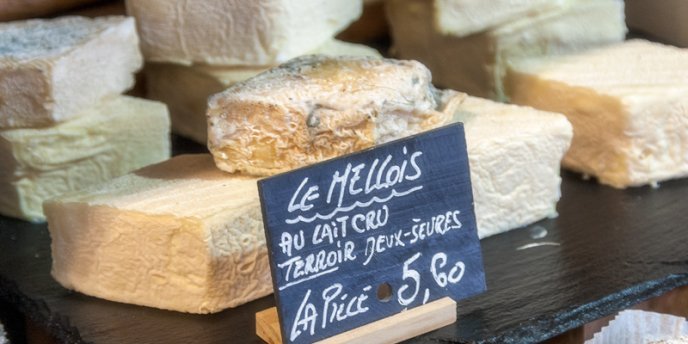 Cheese for sale at the Aligre market in Paris