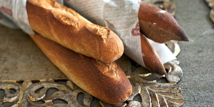 Two fresh baguettes in Paris