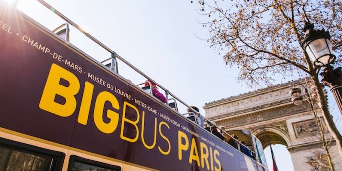 Big Bus Hop on bus at the Arc de Triomphe