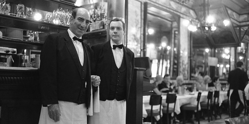 Formally dressed waiters at Brasserie Lipp