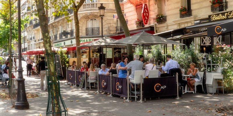 Paris having lunch at a sidewalk cafe in the 15th