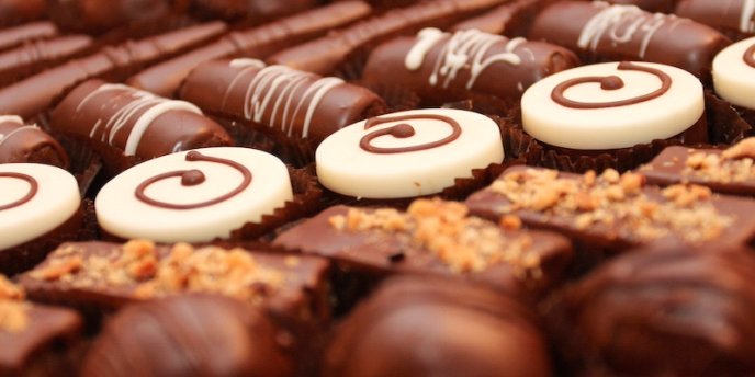 A display of choclate items seen on a Paris Chocolate Tour