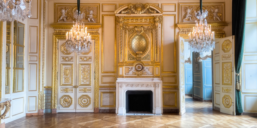 Fireplace in the Salon of the Admirals at Hotel de la Marine Paris, photo by Mark Craft