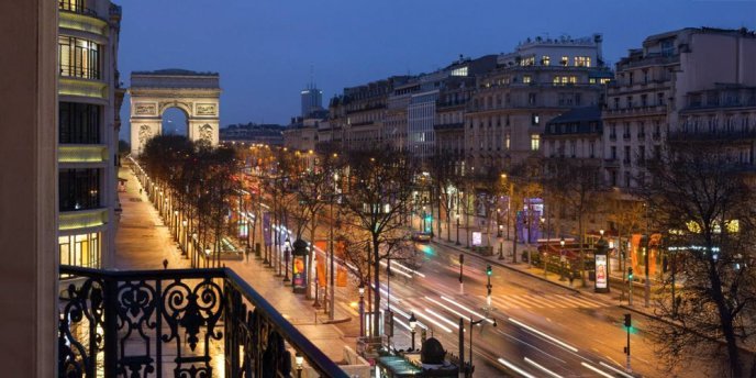 The view of Champs-Elysees and the Arc de Triomphe from hotel Barrière Fouquet's Paris