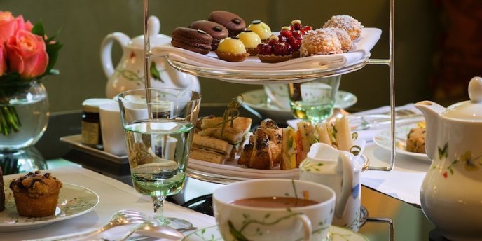 The afternoon tea patisseries tray at Hotel Le Bristol