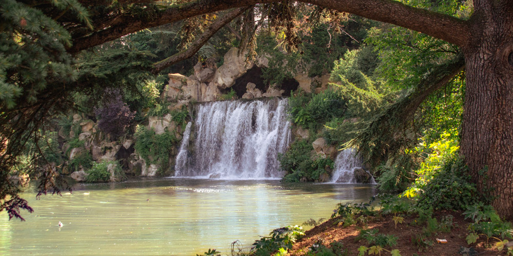 Waterfall known as La Grande Cascade, found in Paris, photo by Mark Craft