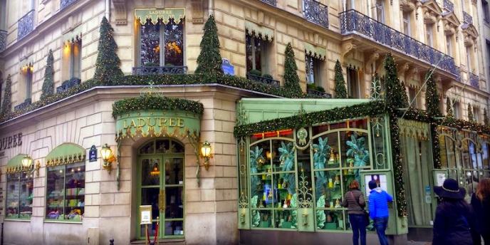 The exterior of Laduree Paris, famous for its macarons