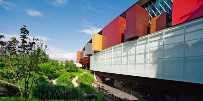 THe gardens and colorful sections of Musée du Quai Branly