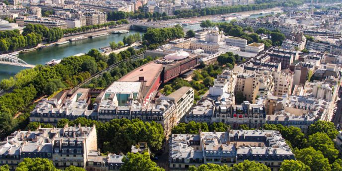 Quai Branly, from the Eiffel Tower, 2017, photo by Mark Craft