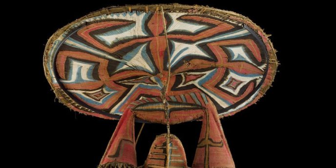 Indigenous art work from the Oceania collection at Muse du Quai Branly in Paris