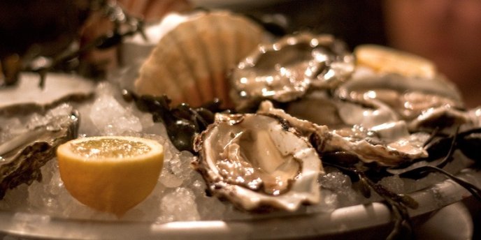 Oysters on the shell ready for eating