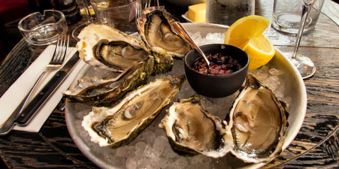 A plate of French oysters during Christmas in Paris