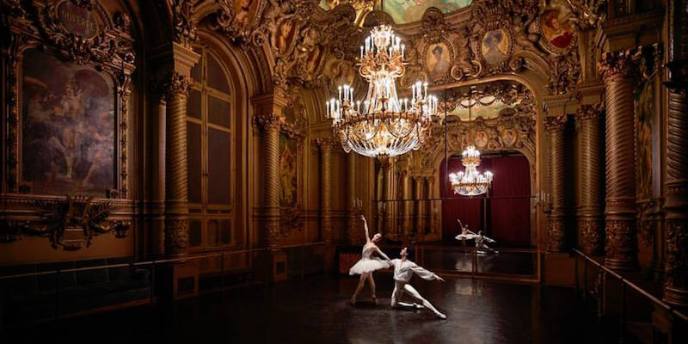 Ballet Dancers at Palais Garnier perform in the Grand Ballroom