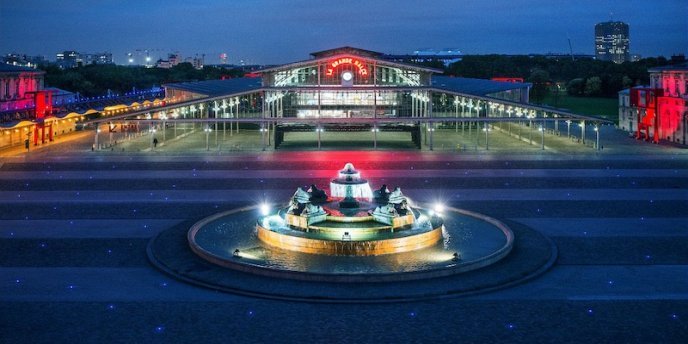 Night view of Parc de la Villette, 19th Arrondissement