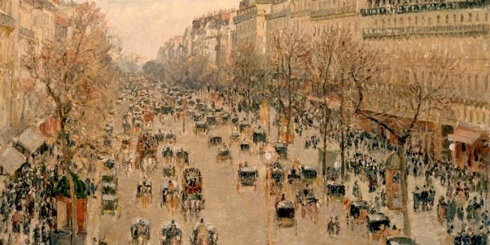 Pissarro's Impressionist painting of the Boulevard Montmartre