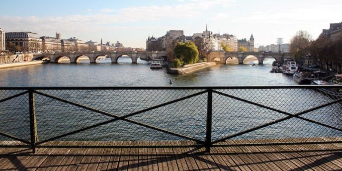 View of Ile de la Cite from Ponts des Arts in paris