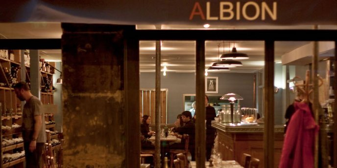 A view through the windows of restaurant Albion