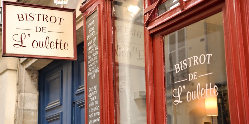 Exterior and sigh Bistrot de L'Oulette in the Marais