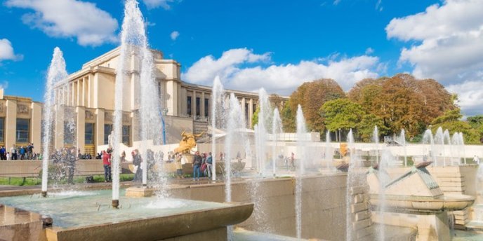 Palais de Chaillot & fountains of Trocadero in Paris