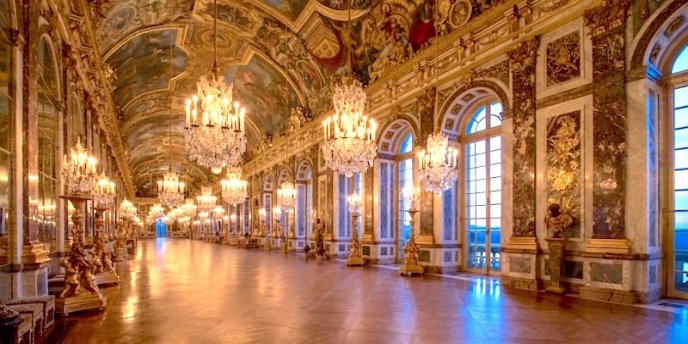 The magnificent Hall of Mirrors at Versailles near Paris