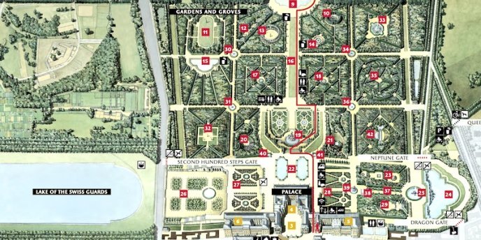 Large Map of the Gardens and Park of Versailles