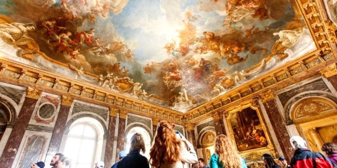 A painted ceiling at the Chateau de Versailles