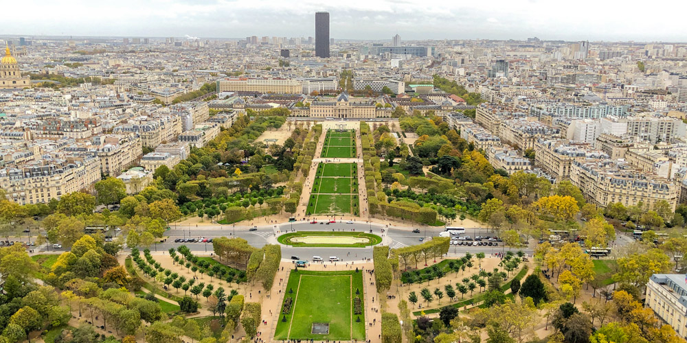 Champs de Mars with  École Militaire in the middle distance