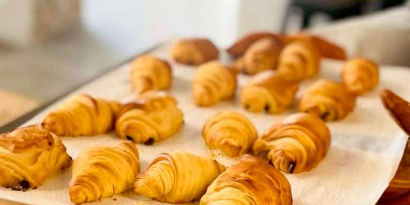 Buttery croissants fresh out of the oven