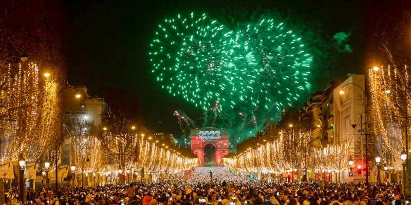 New Year's Eve fireworks on Champs-Elysees