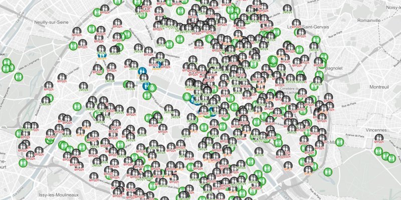 City of Paris maps of the free public toilets in Paris