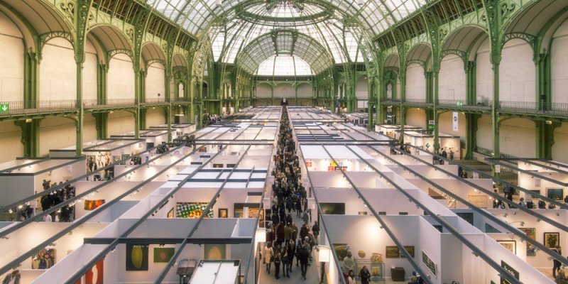 The interior of the Grand Palais set up for a large art exhibition