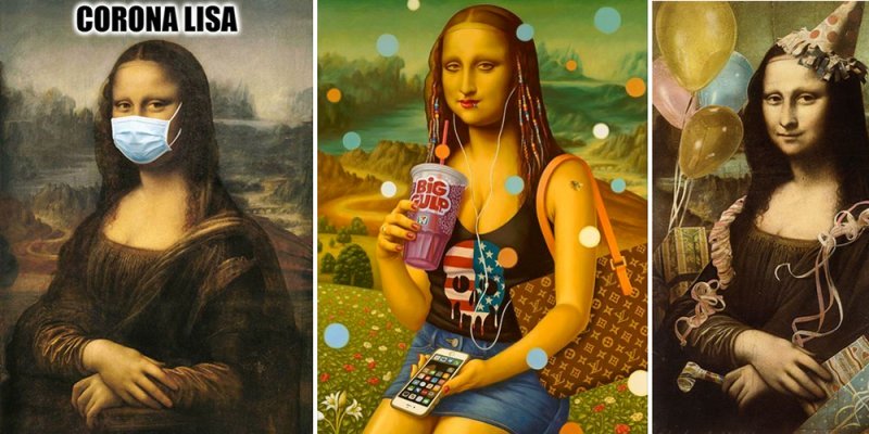 Mona Lisa memes, including Corona Lisa