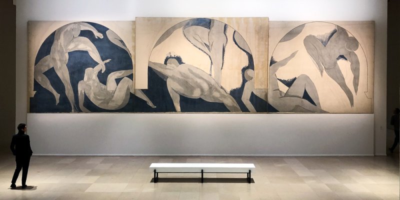 A large colorful mural of dancers by Matisse at the Museum of Modern Art of the City of Paris