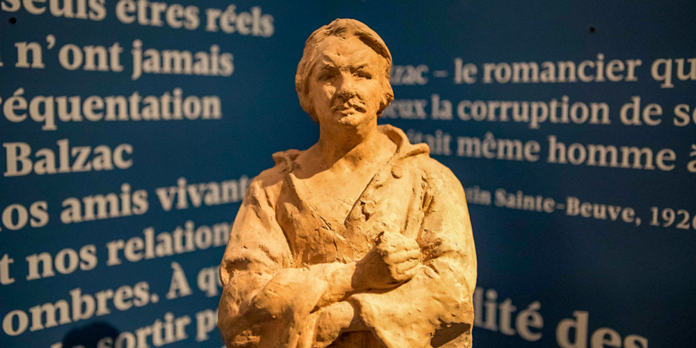 A clay scullpture of Honore de Balzac at the museum