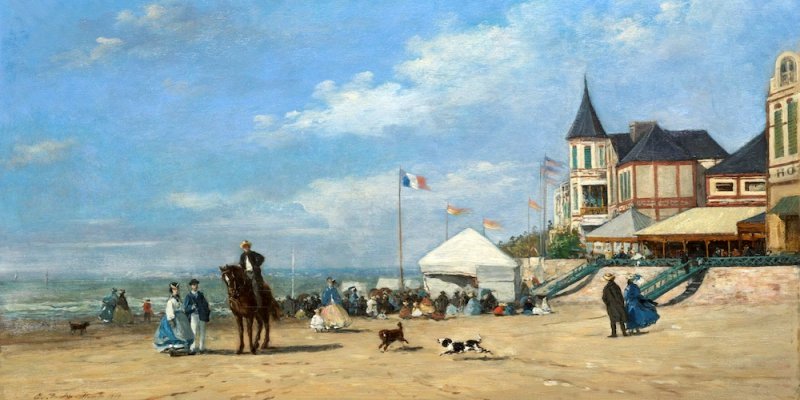 A seaside painting by Eugene Boudin featured at an exhibiton in his honor