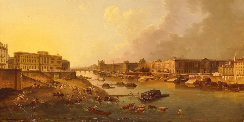 View of the Seine from a 1783 painting, the Monnaie de Paris is on the left