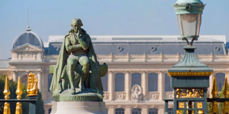 Statue of Lamarck in the gardens of the Paris Natural History Museum