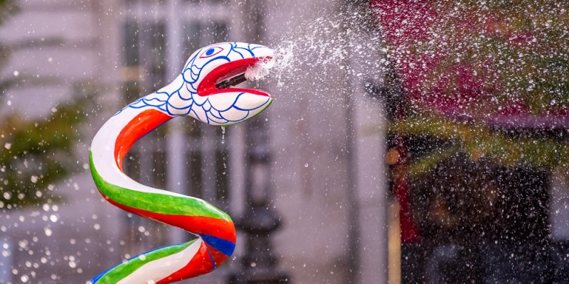 Stravinsky Fountain Paris sculpture called, The Serpent