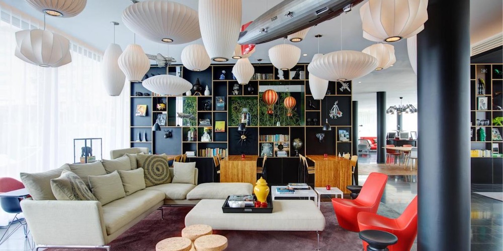 A view of the lounge at Hotel citizenM at Charles de Gaulle