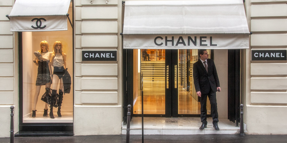 Storefront of the original Chacel store in Paris on Rue Cambon