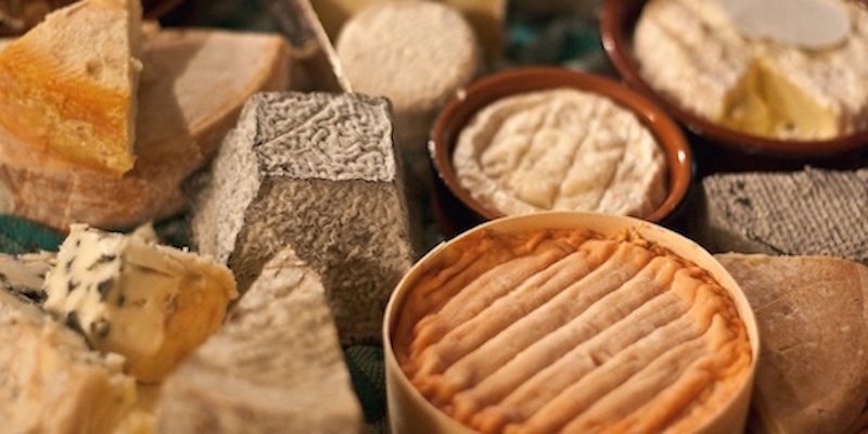 A selection of cheeses offered for the cheese course at a Paris restaurant