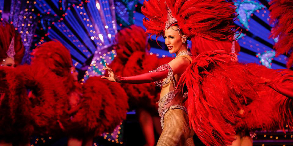Moulin Rouge cancan dancers celebrate French cabaret's 130th birthday