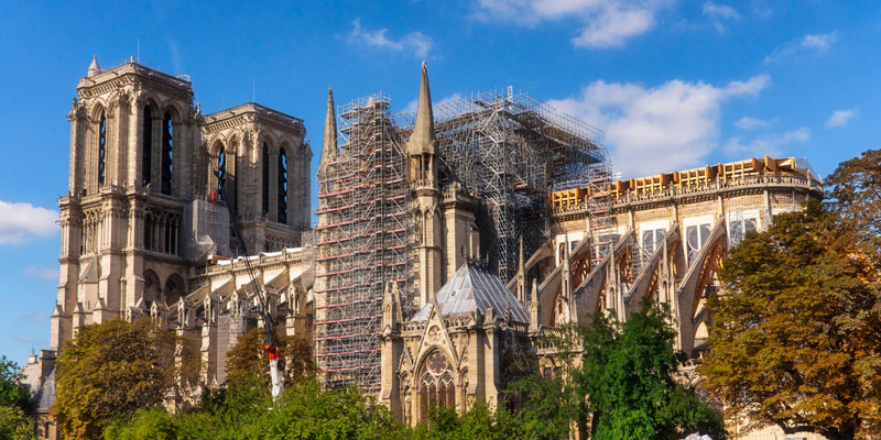 Notre Dame Cathedral Paris during the restoration, September 2019 photo by Mark Craft